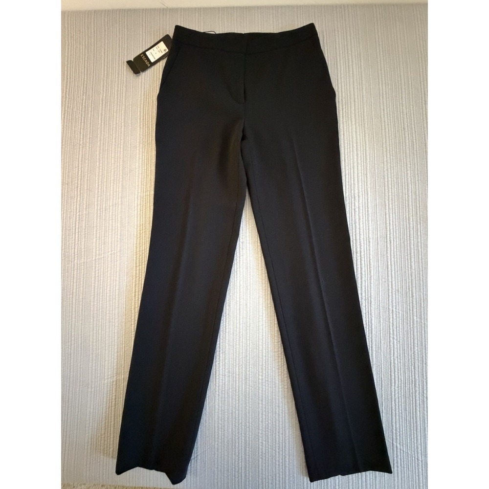 NWT Women Escada Virgin Wool Blend Dress Pants Black HighRise Straight Leg EU 34